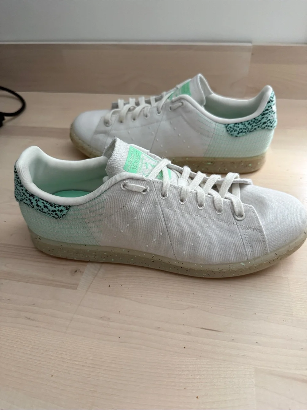 adidas White and Mint Green Athletic Sneakers